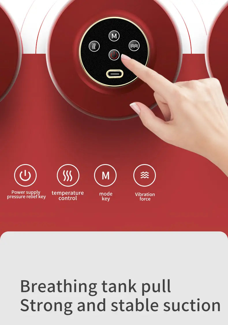 Portable Electric Cupping Massager with Red Light (2 Cups)