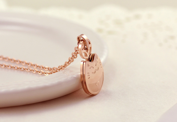 Totoro Necklace, Wealth Necklace, Rose Gold Titanium Steel