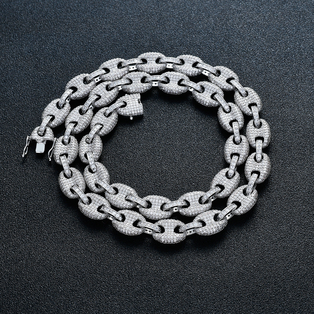 Men's Pig Nose Chain, Button Necklace, Hip Hop Necklace