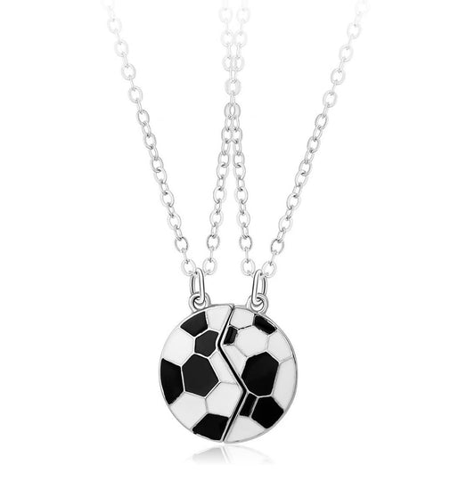 DOYYCA Best Friend Necklace Gifts Friendship Necklace Magnetic Matching Football Soccer Pendant BFF Necklace for 2 Girls Boys